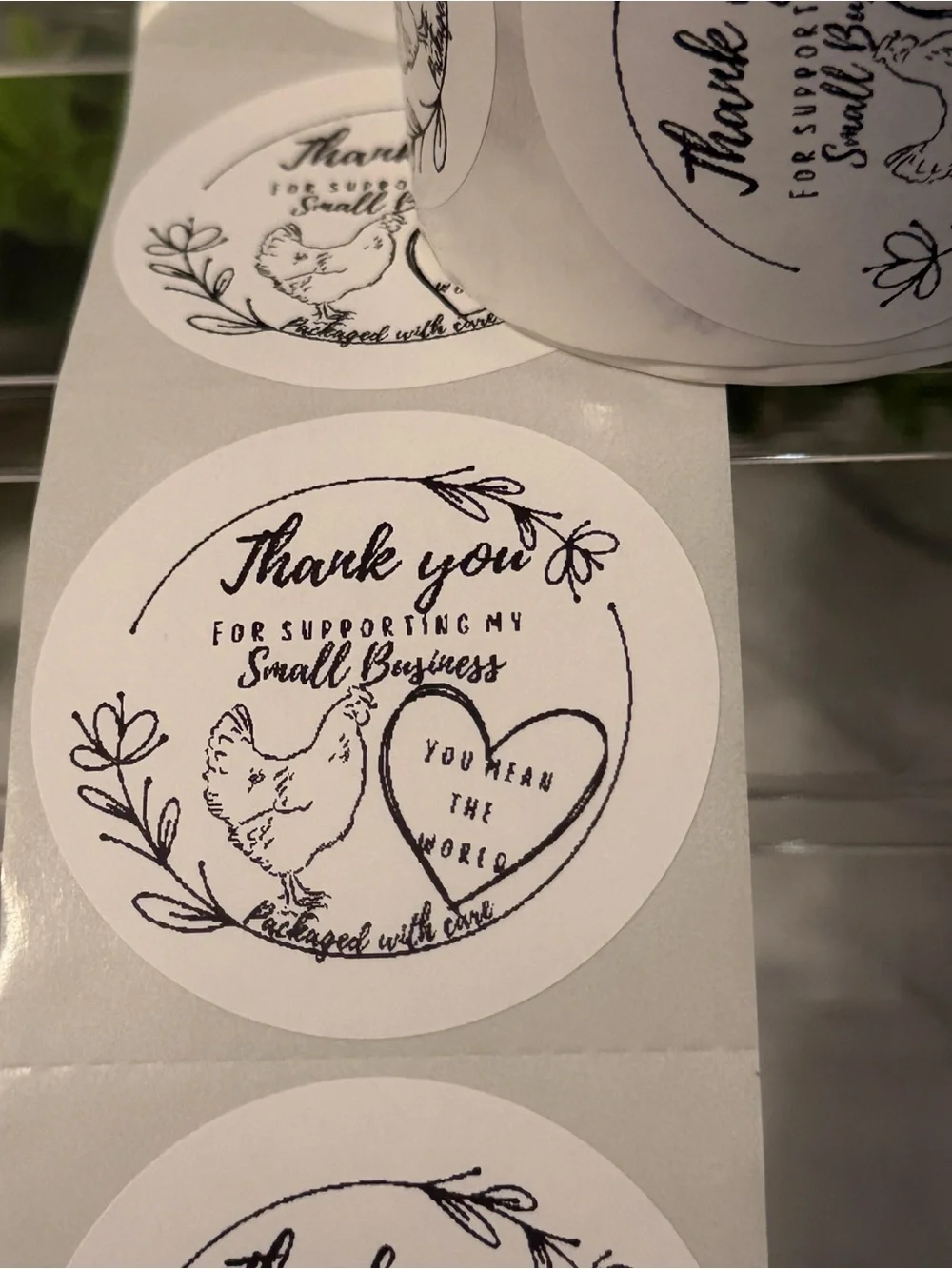 Chicken Thank You Stickers 2” Circle | 200 Small Business Labels Country Theme